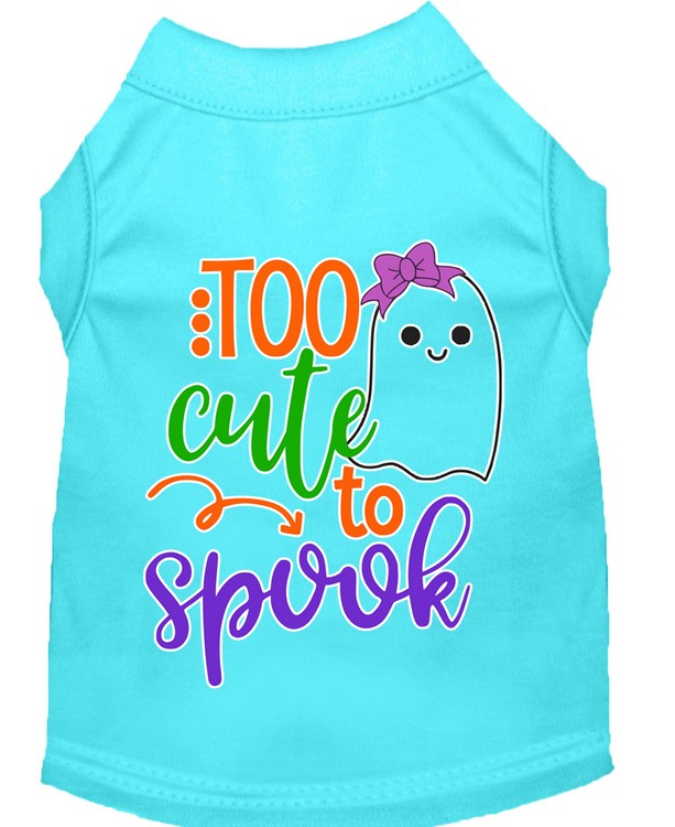 Too Cute to Spook-Girly Ghost Screen Print Dog Shirt Aqua Med